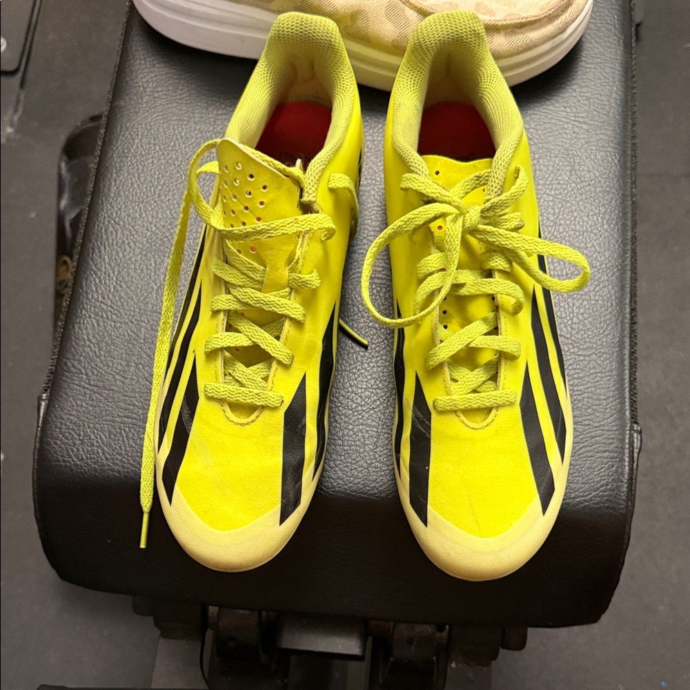 Adidas Adult Men Neon Yellow soccer cleats with Black Stripes
